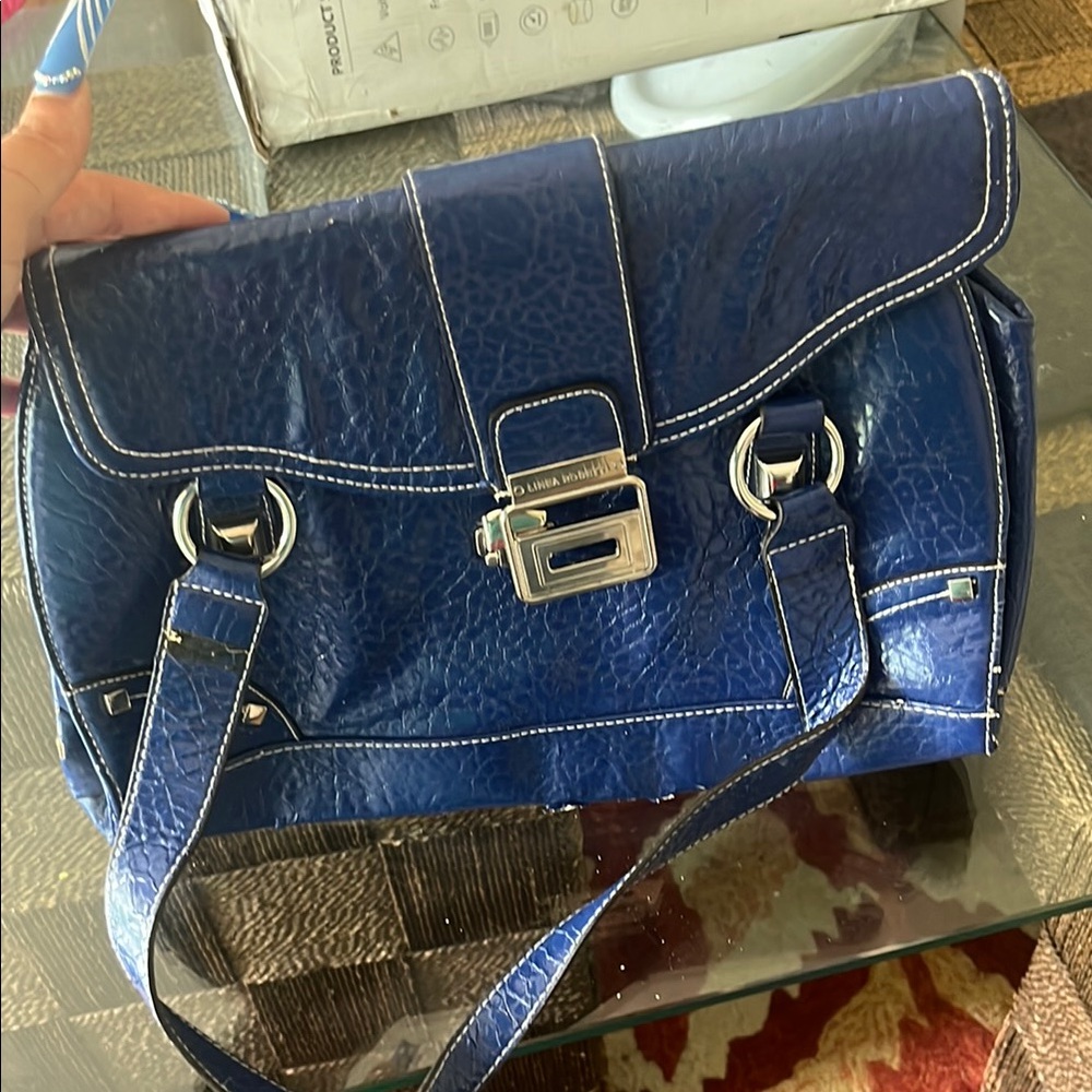 Blue Leather Handbag